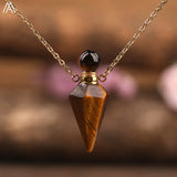 Small Natural Roses Quartz Pendulum Perfume Bottle Necklace
