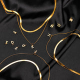 Women Initial Necklace, Small Letter Choker, Gold Collar Jewelry