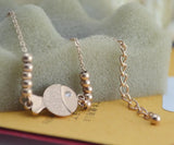 Titanium Rose Crystal Fish Charm Anklet Bracelet
