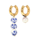 Women Stainless Steel Hoop Earrings Flower Bead Pendant Boucle D'Oreille