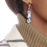 Women Stainless Steel Hoop Earrings Flower Bead Pendant Boucle D'Oreille