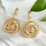 Rose Flower Shape 18K Plated Dubai Earrings for Women Wedding Party