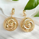 Rose Flower Shape 18K Plated Dubai Earrings for Women Wedding Party