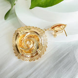 Rose Flower Shape 18K Plated Dubai Earrings for Women Wedding Party