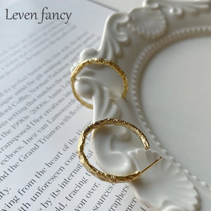 Golden 925 Sterling Silver Hoop Earrings Semi Round Circles Post Party Jewelry