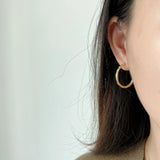 Golden 925 Sterling Silver Hoop Earrings Semi Round Circles Post Party Jewelry
