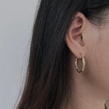 Golden 925 Sterling Silver Hoop Earrings Semi Round Circles Post Party Jewelry
