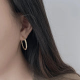 Golden 925 Sterling Silver Hoop Earrings Semi Round Circles Post Party Jewelry
