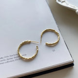 Golden 925 Sterling Silver Hoop Earrings Semi Round Circles Post Party Jewelry