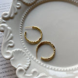 Golden 925 Sterling Silver Hoop Earrings Semi Round Circles Post Party Jewelry