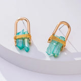 Copper Wrapped Quartz Stud Earrings - Statement Jewelry