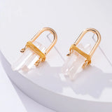 Copper Wrapped Quartz Stud Earrings - Statement Jewelry