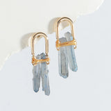 Copper Wrapped Quartz Stud Earrings - Statement Jewelry