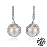925 Silver Freshwater Pearl Cluster Drop Clip Earrings