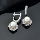 925 Silver Freshwater Pearl Cluster Drop Clip Earrings
