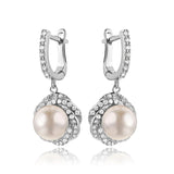925 Silver Freshwater Pearl Cluster Drop Clip Earrings