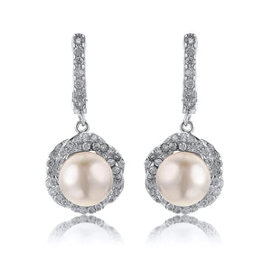 925 Silver Freshwater Pearl Cluster Drop Clip Earrings
