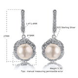 925 Silver Freshwater Pearl Cluster Drop Clip Earrings