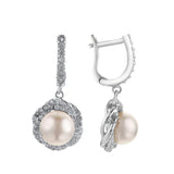925 Silver Freshwater Pearl Cluster Drop Clip Earrings