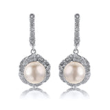 925 Silver Freshwater Pearl Cluster Drop Clip Earrings