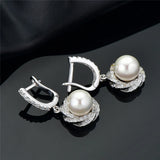 925 Silver Freshwater Pearl Cluster Drop Clip Earrings