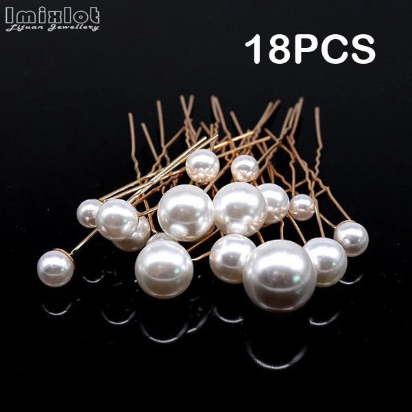 Simulated Pearl Hairpins Metal Barrette Clip Bridal Tiara Hair Accessories