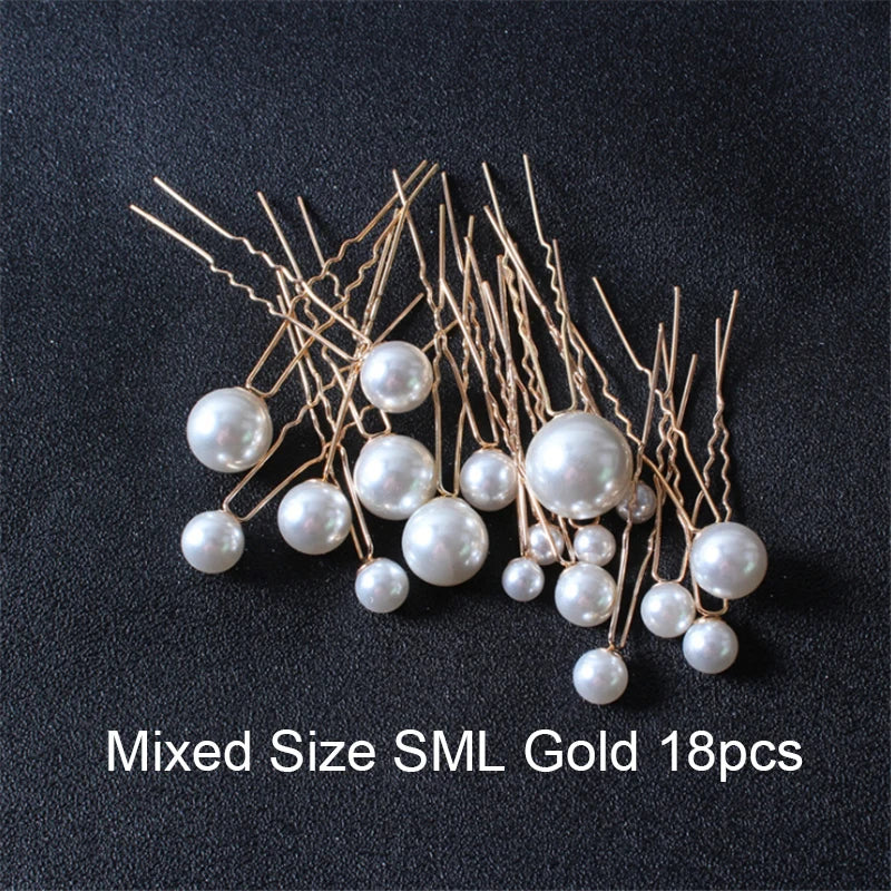 Women U-shaped Pearl Barrette Clip Hairpins Bridal Tiara Hair Accessories