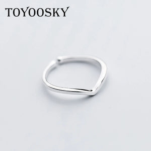925 Sterling Silver Women's V Shape Letter Opening Ring