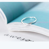 925 Sterling Silver Women's V Shape Letter Opening Ring