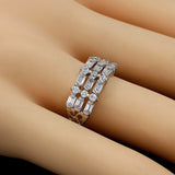 Vintage 3 Row CZ Engagement Wedding Ring Size 8