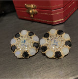 Vintage Baroque Geometric Chain Earrings S925 Silver Needle