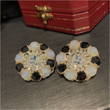 Vintage Baroque Geometric Chain Earrings S925 Silver Needle