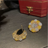 Vintage Baroque Geometric Chain Earrings S925 Silver Needle
