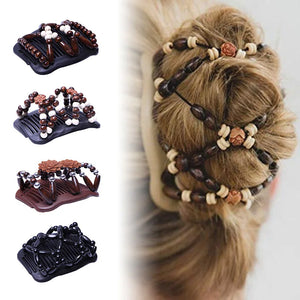 Vintage Elastic Hair Jewelry Hairpin Stretch Hair Comb Beaded Magic Clip