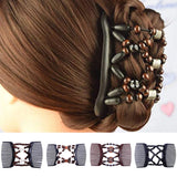 Vintage Elastic Hair Jewelry Hairpin Stretch Hair Comb Beaded Magic Clip