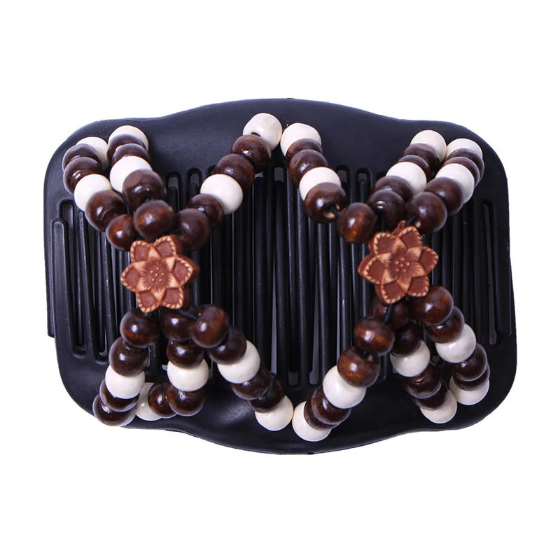Vintage Elastic Hair Jewelry Hairpin Stretch Hair Comb Beaded Magic Clip