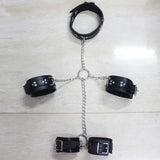 Vintage Goth Faux Leather Collar Chain Necklace Set
