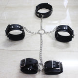 Vintage Goth Faux Leather Collar Chain Necklace Set