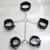 Vintage Goth Faux Leather Collar Chain Necklace Set