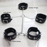 Vintage Goth Faux Leather Collar Chain Necklace Set