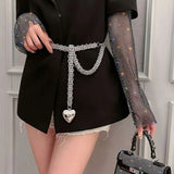 Silver Heart Waist Chain Belt for Dress Skirt Body Waistbands