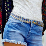 Women Waist Chain Hook Belt with Tassels Metal Belts Body Waistbands
