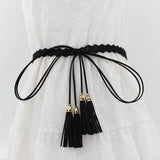 Women Waistband Dress Accessories Tassel Knotted Tie Belt Thin Waist Chain