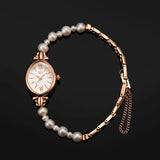 Pearl Bead Bracelet Bangle Set Watch for Women