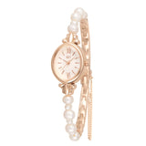 Pearl Bead Bracelet Bangle Set Watch for Women