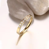 Women's High Polished Stainless Steel Wedding Ring with Zircon Setting