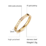 Women's High Polished Stainless Steel Wedding Ring with Zircon Setting