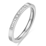 Women's High Polished Stainless Steel Wedding Ring with Zircon Setting