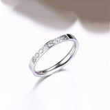 Women's High Polished Stainless Steel Wedding Ring with Zircon Setting