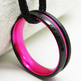 Women Tungsten Wedding Ring Beveled Pink Aluminum Anniversary Gift